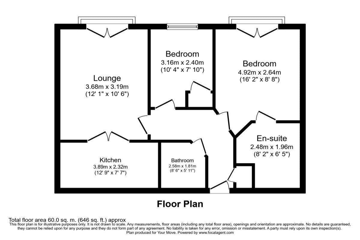 Floorplan of 2 bedroom  Flat to rent, Queen Street, Portsmouth, Hampshire, PO1