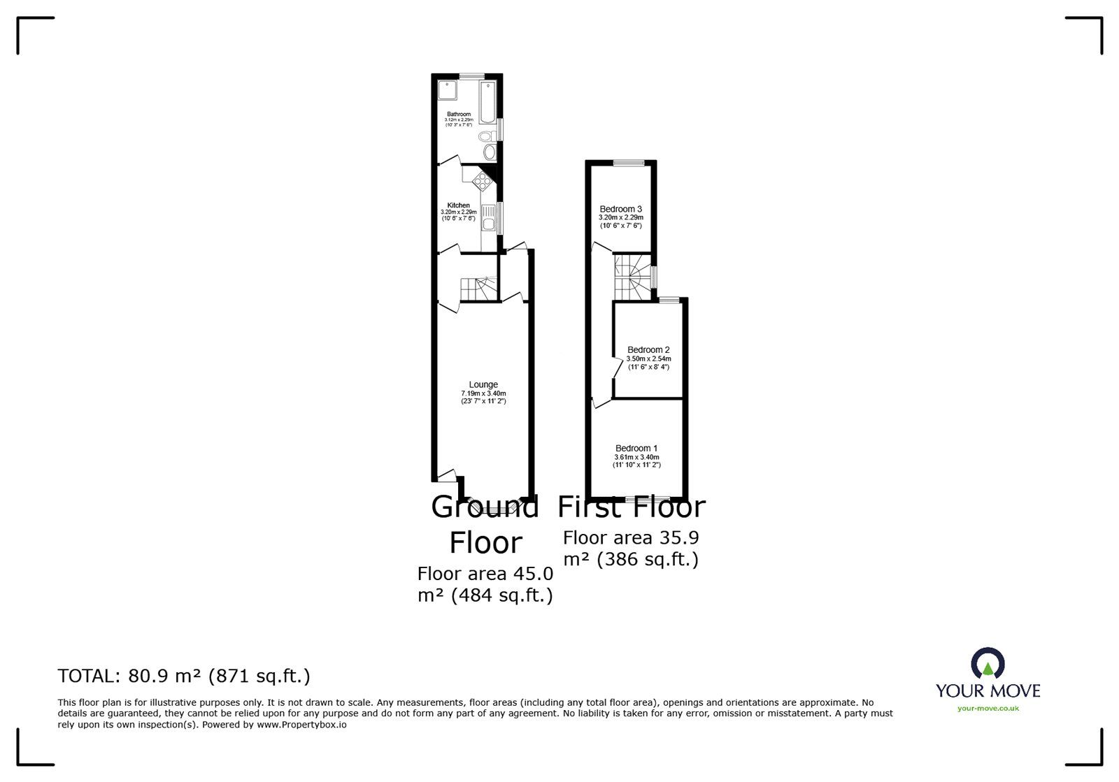 Floorplan of 3 bedroom Mid Terrace House for sale, Stamshaw Road, Portsmouth, Hampshire, PO2