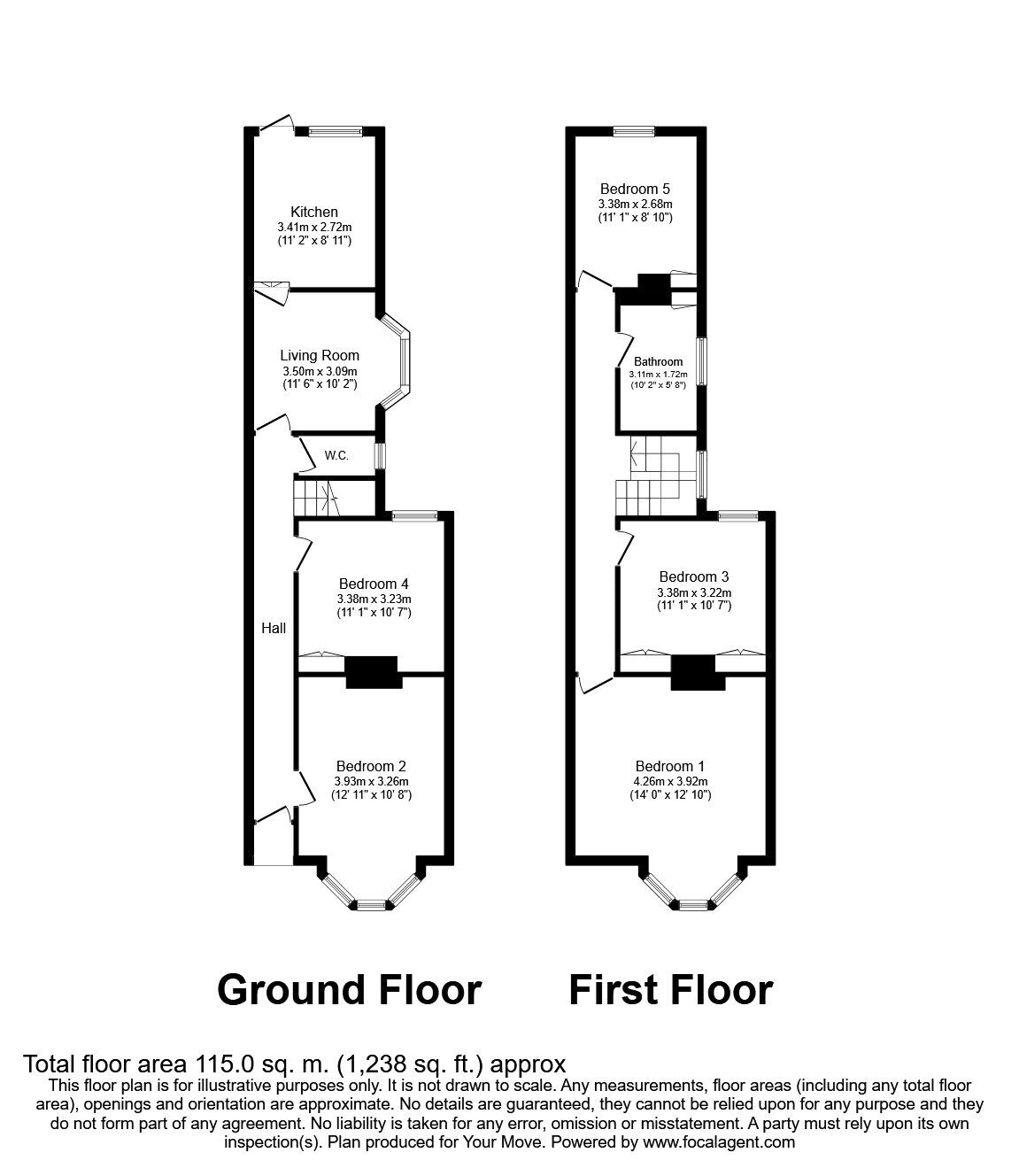 Floorplan of 5 bedroom  House to rent, Fawcett Road, Southsea, Hampshire, PO4