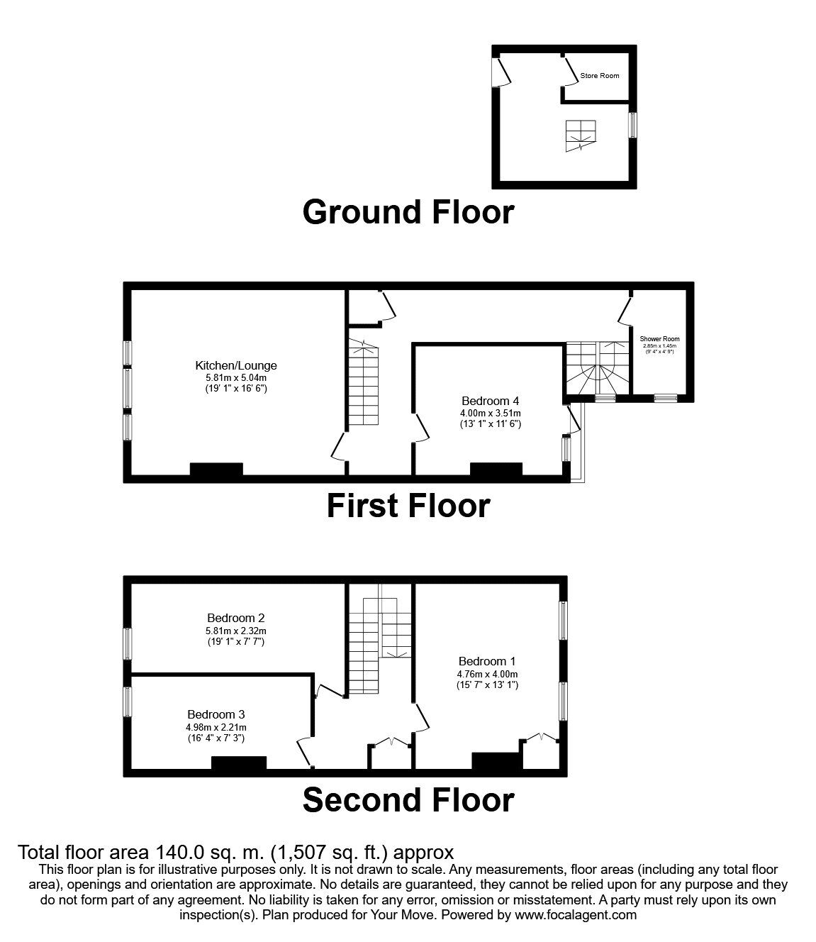 Floorplan of 4 bedroom  House to rent, Lake Road, Portsmouth, Hampshire, PO1