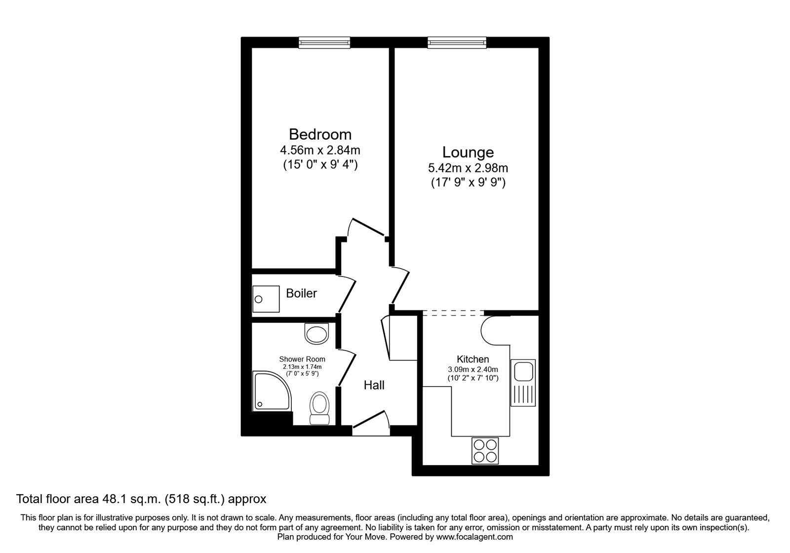 Floorplan of 1 bedroom  Flat for sale, Milton Road, Southsea, Hampshire, PO4