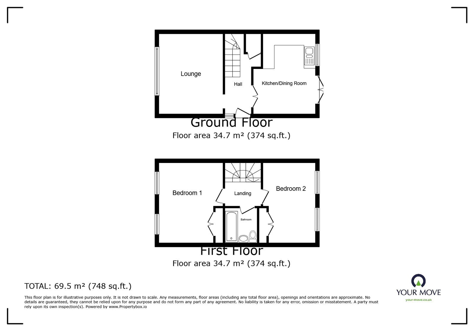 Floorplan of 2 bedroom Semi Detached House for sale, Kimbridge Crescent, Havant, Hampshire, PO9