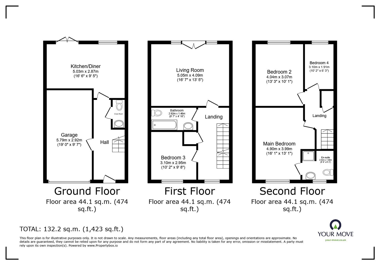 Floorplan of 4 bedroom End Terrace House for sale, Sunlight Gardens, Fareham, Hampshire, PO15