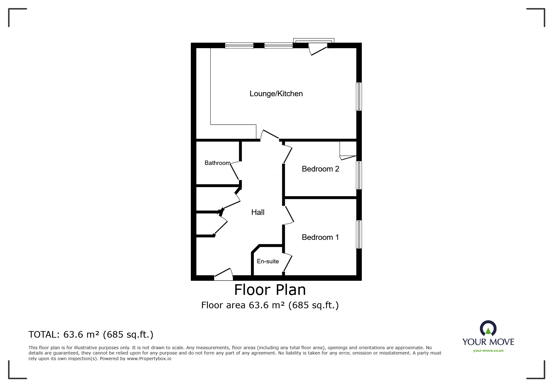 Floorplan of 2 bedroom  Flat for sale, London Road, Horndean, Hampshire, PO8