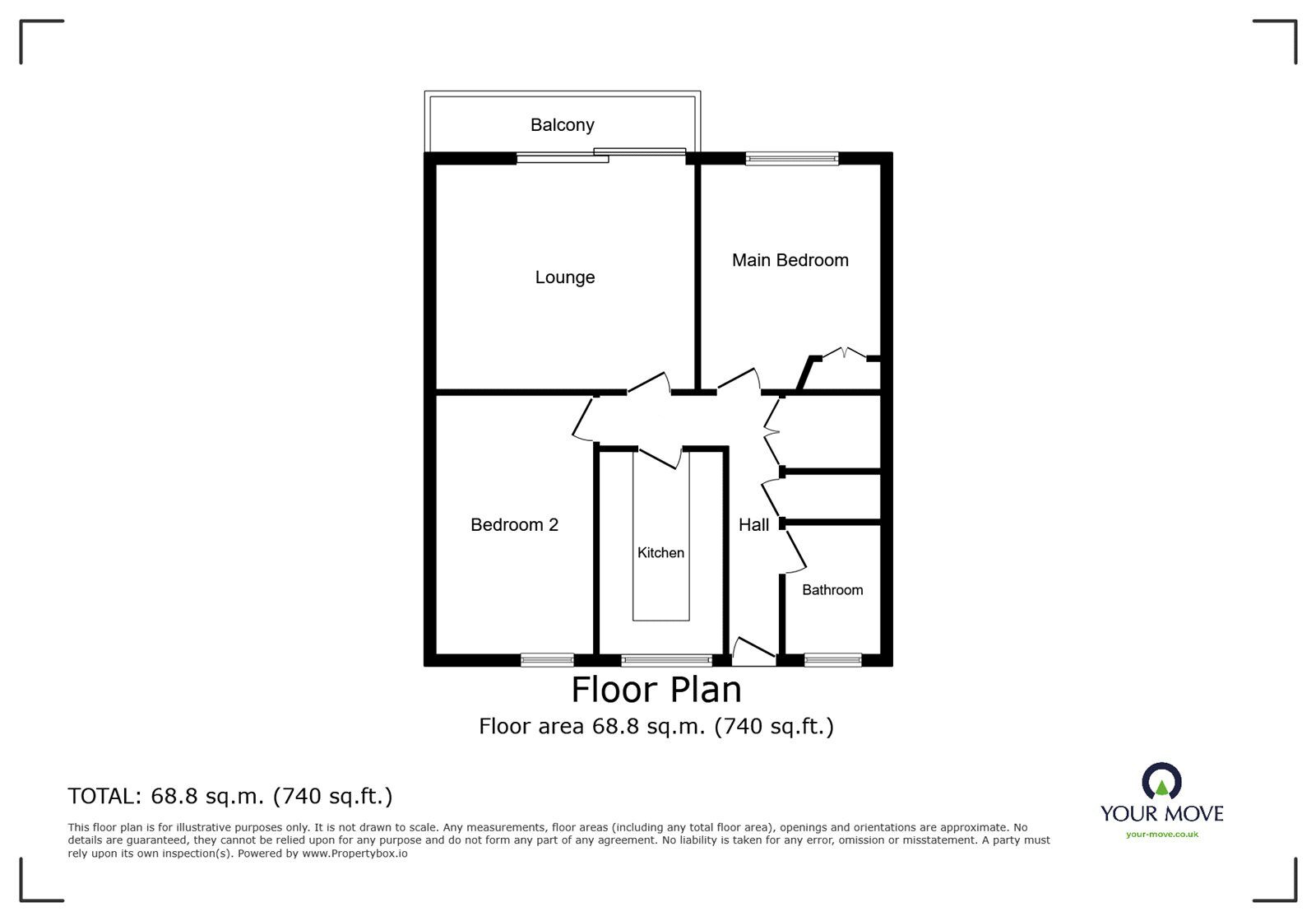 Floorplan of 2 bedroom  Flat for sale, Outram Road, Southsea, Hampshire, PO5