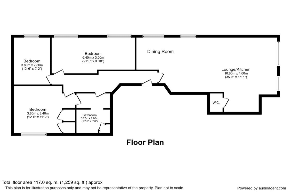 Floorplan of 3 bedroom  Flat to rent, Bishop Street, Portsmouth, Hampshire, PO1