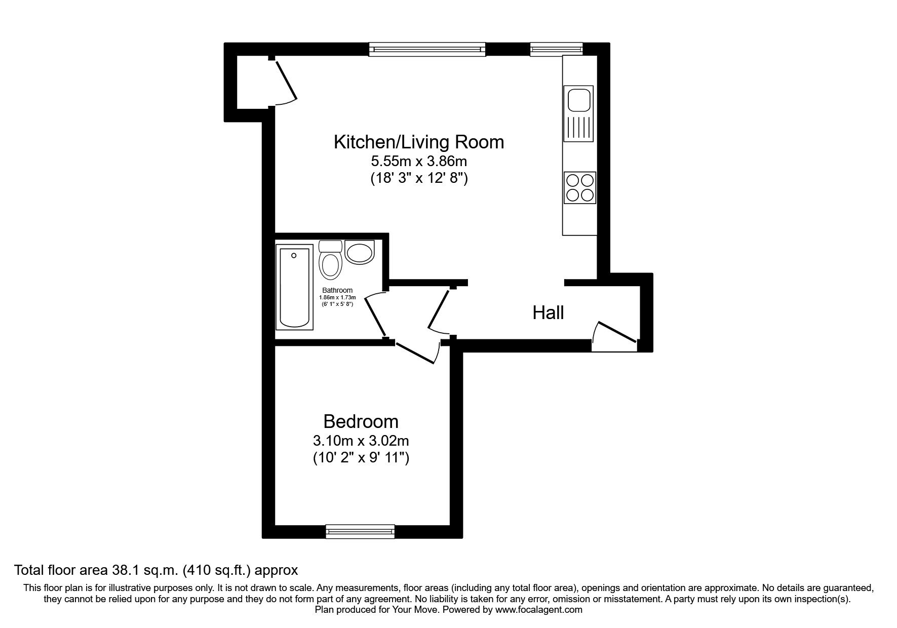 Floorplan of 1 bedroom  Flat for sale, Main Street, Bannockburn, Stirlingshire, FK7