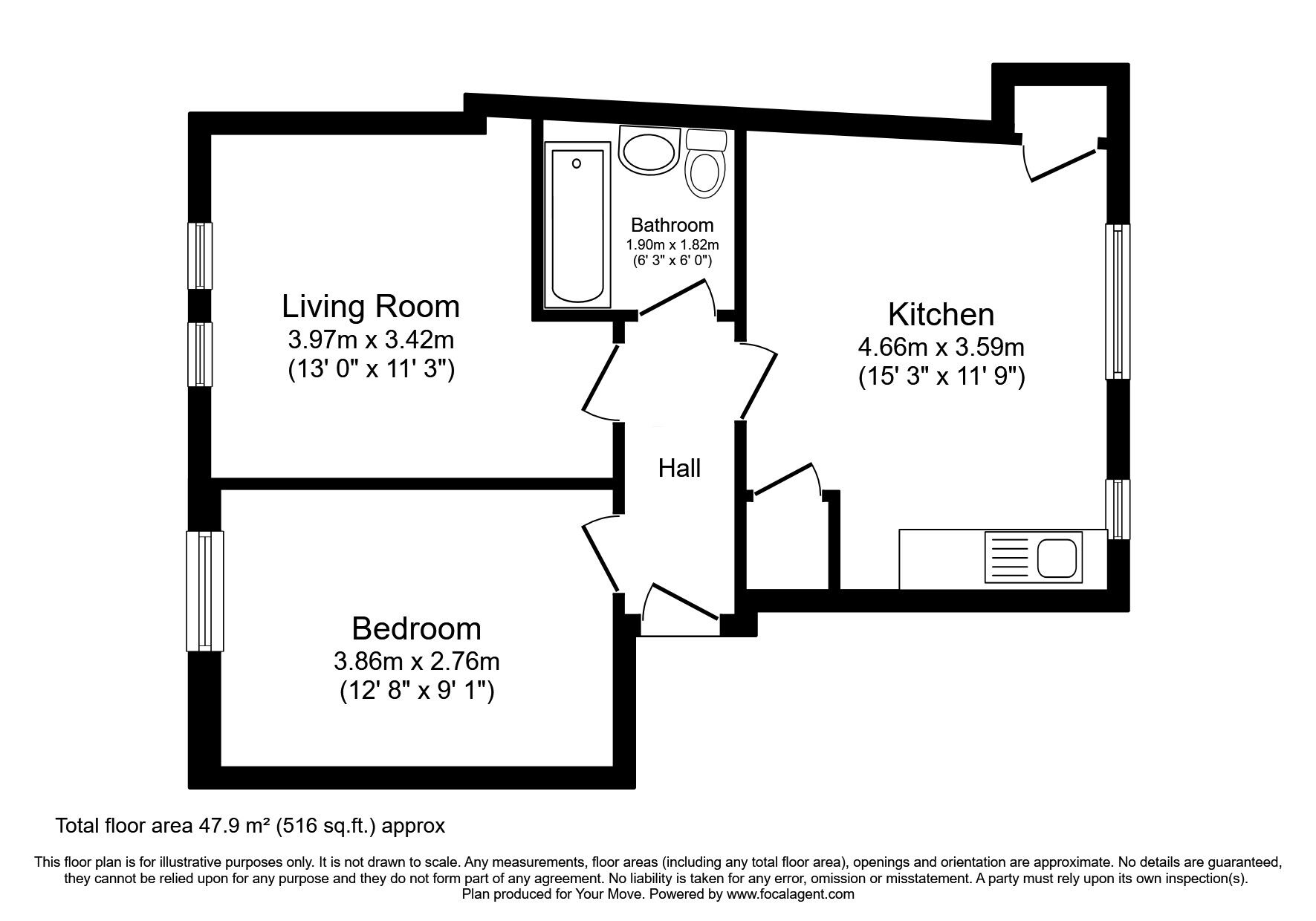 Floorplan of 1 bedroom  Flat for sale, King Street, Doune, Stirlingshire, FK16