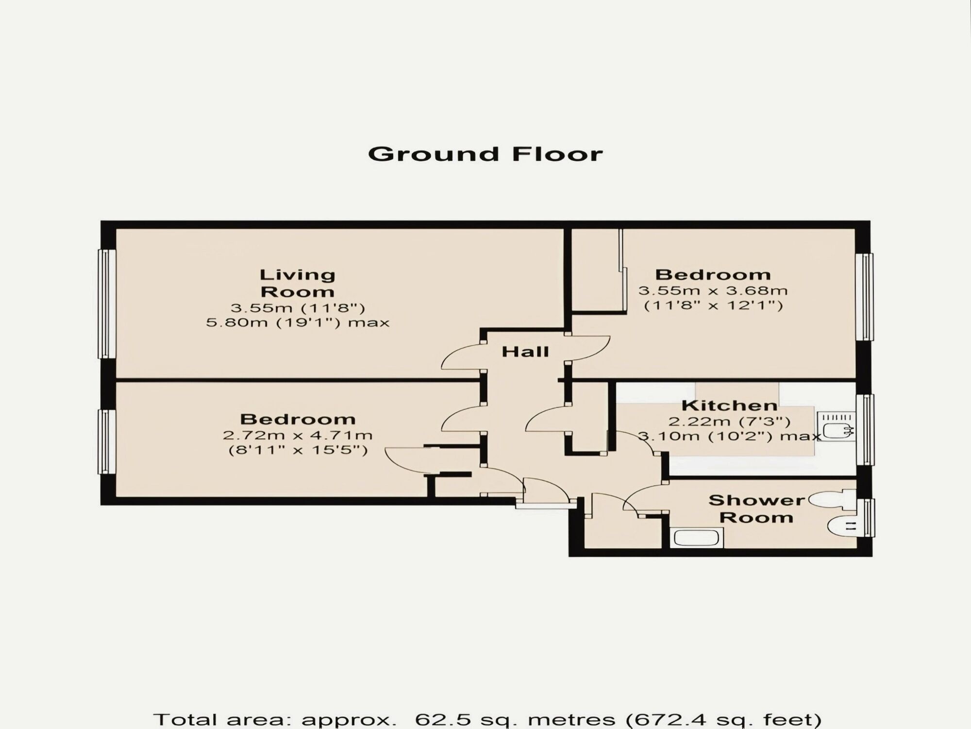 Floorplan of 2 bedroom  Flat to rent, Albion Road, Sutton, SM2