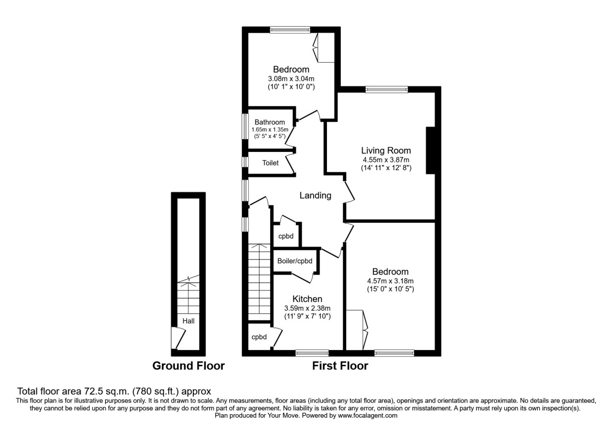 Floorplan of 2 bedroom  Flat to rent, Gander Green Lane, Sutton, SM1