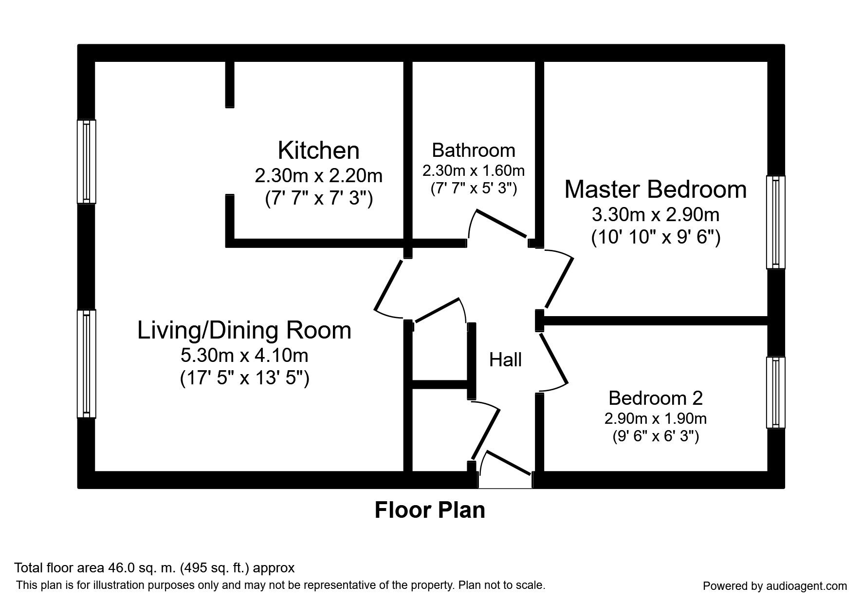 Floorplan of 2 bedroom  Flat to rent, The Strand, Lakeside Village, Sunderland, SR3