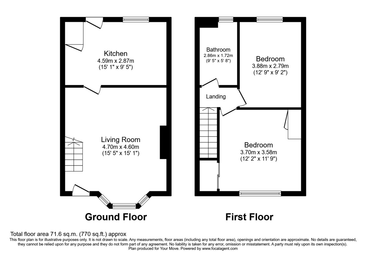 Floorplan of 2 bedroom Mid Terrace House to rent, Duddon Close, Peterlee, County Durham, SR8