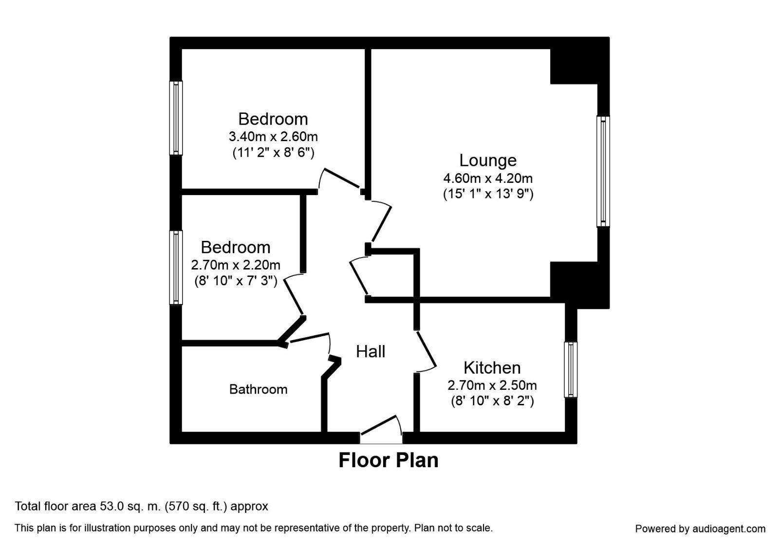 Floorplan of 2 bedroom  Flat to rent, Dreswick Court, Murton, Durham, SR7