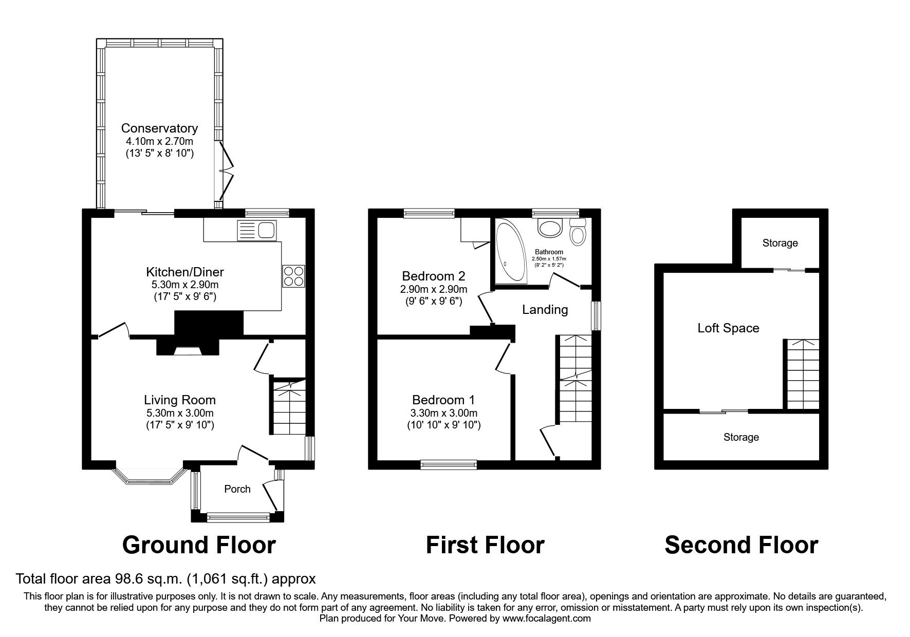 Floorplan of 2 bedroom Semi Detached House to rent, Station Estate North, Murton, Durham, SR7