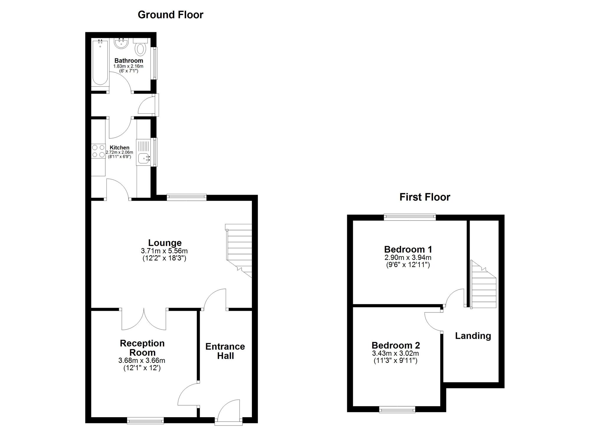 Floorplan of 2 bedroom Mid Terrace House for sale, Millburn Street, Sunderland, Tyne and Wear, SR4