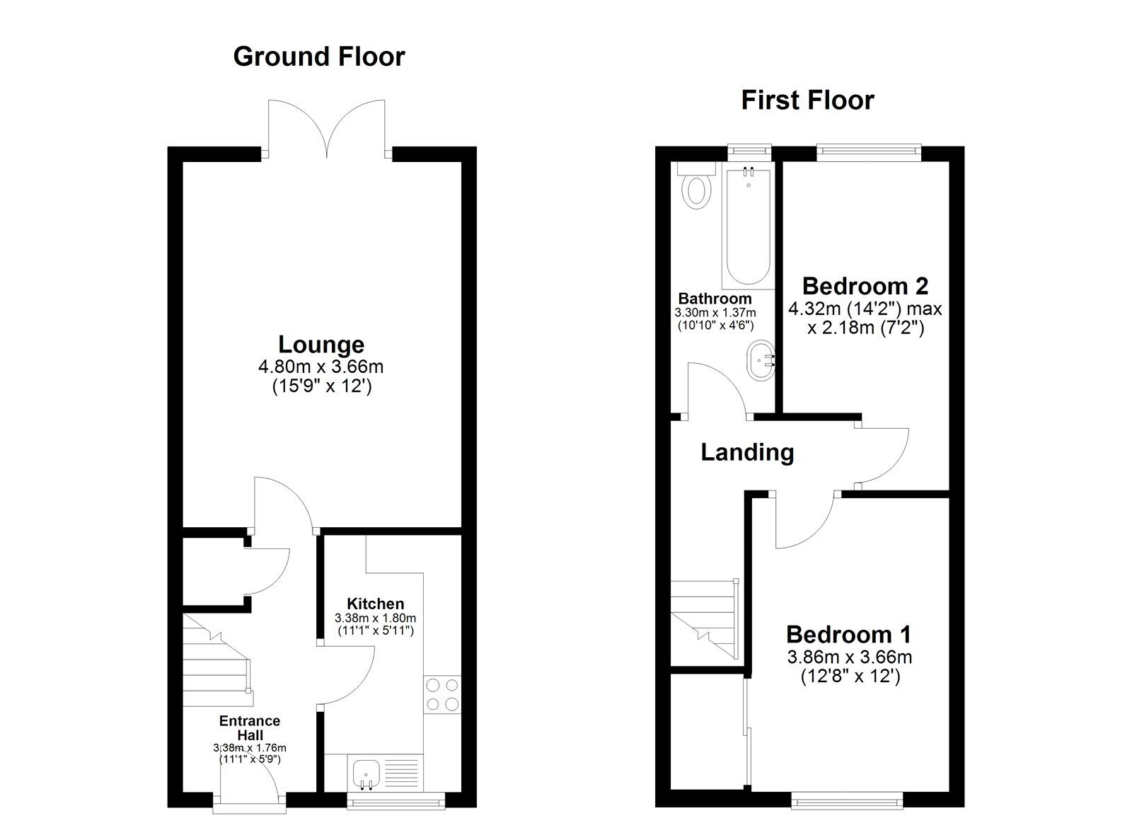 Floorplan of 2 bedroom Mid Terrace House for sale, Cambria Green, Sunderland, Tyne and Wear, SR4