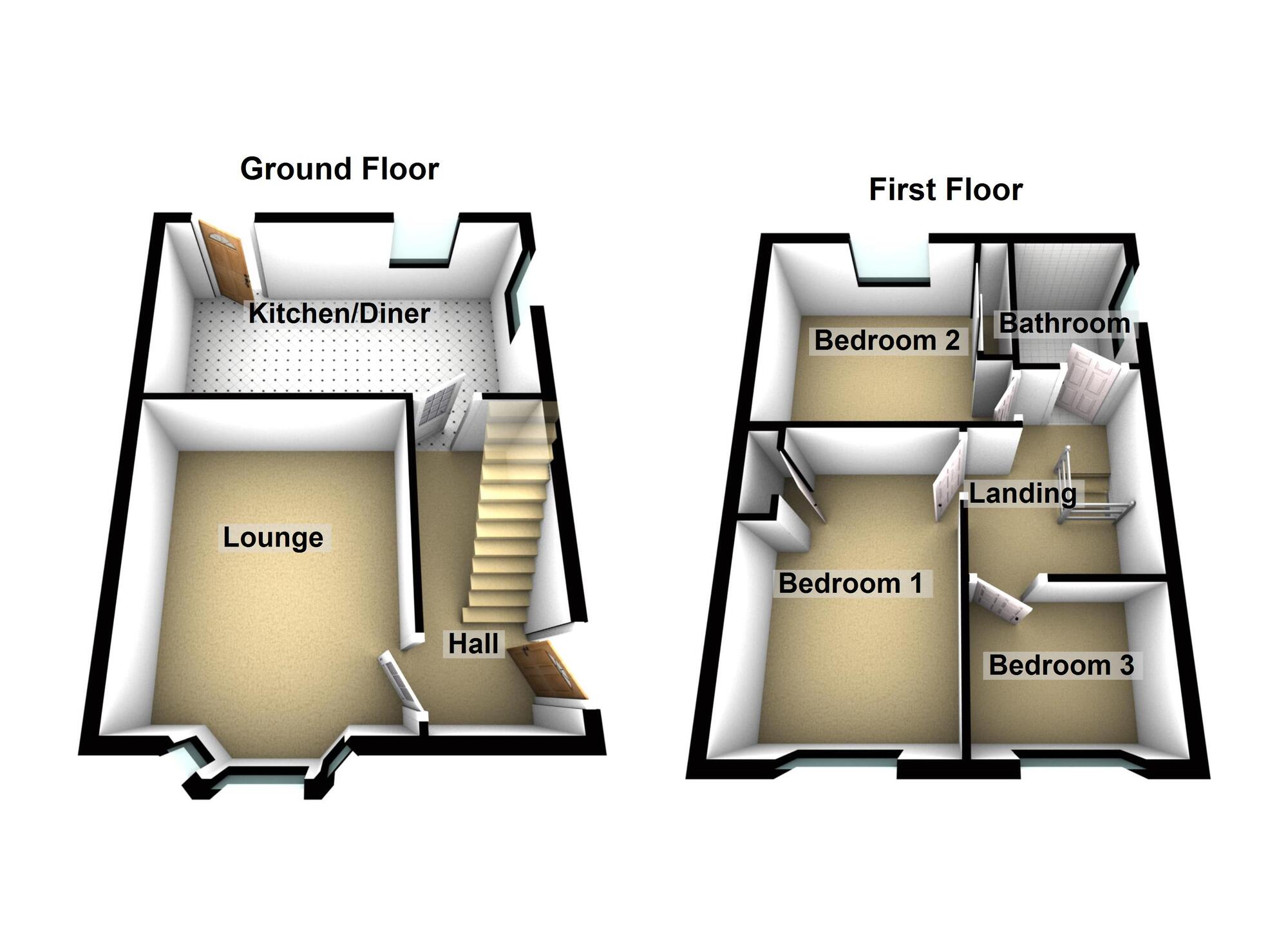 Floorplan of 3 bedroom Semi Detached House for sale, Rannoch Road, Sunderland, Tyne and Wear, SR5