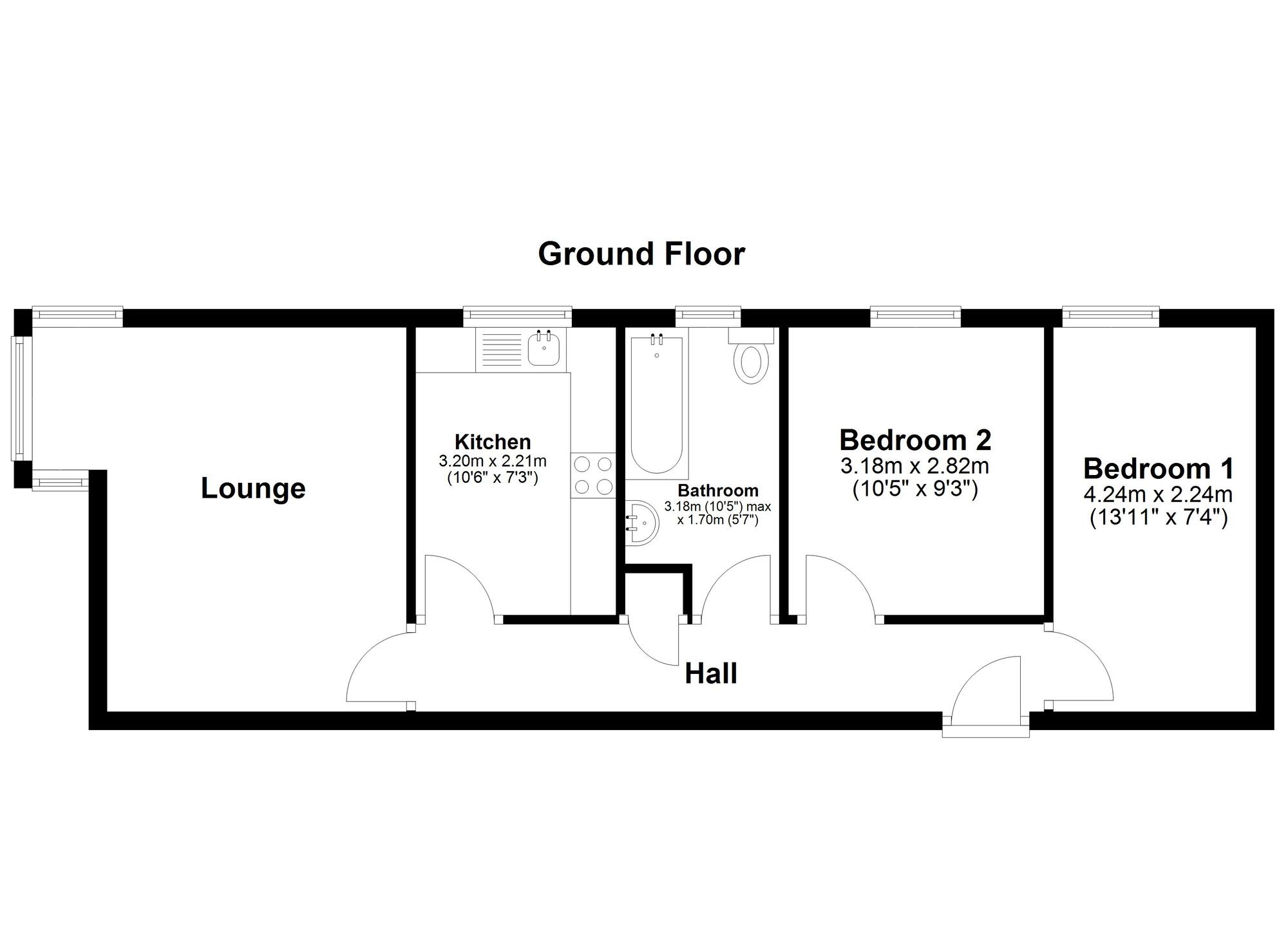 Floorplan of 2 bedroom  Flat for sale, Earls Court, Sunderland, Tyne and Wear, SR5