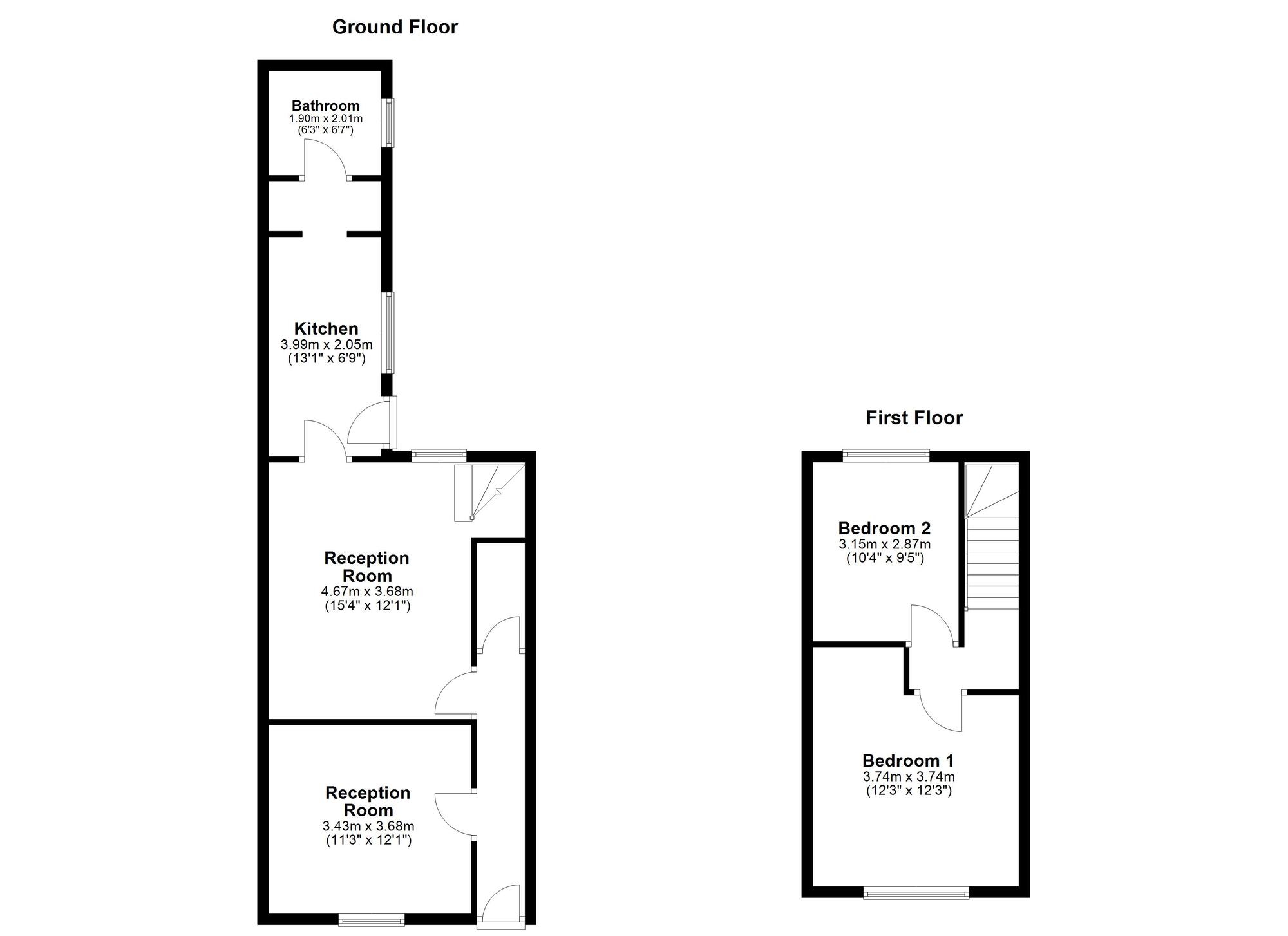 Floorplan of 2 bedroom Mid Terrace House for sale, Kings Terrace, Sunderland, Tyne and Wear, SR4