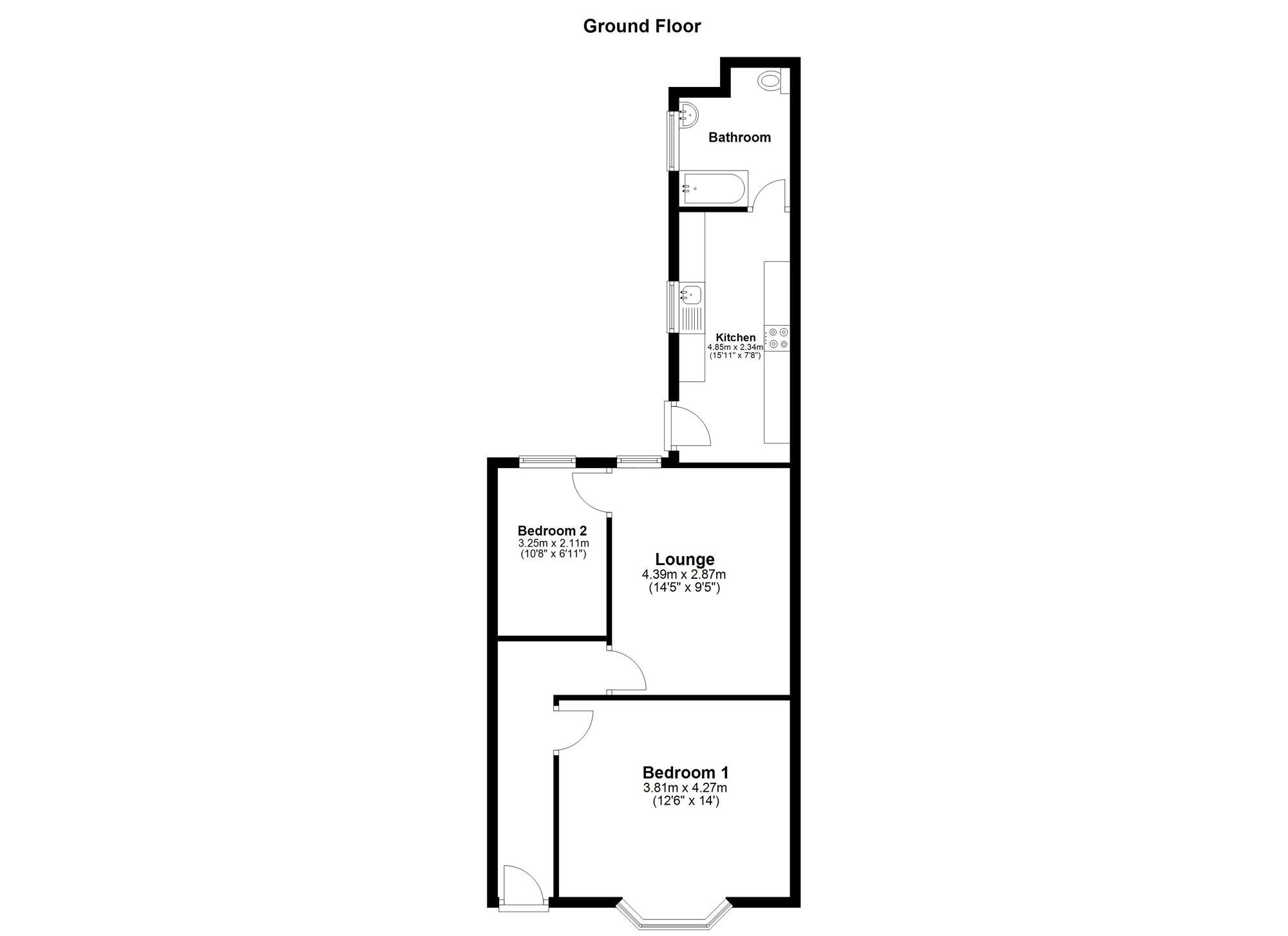 Floorplan of 2 bedroom Mid Terrace House for sale, Cairo Street, Sunderland, Tyne and Wear, SR2