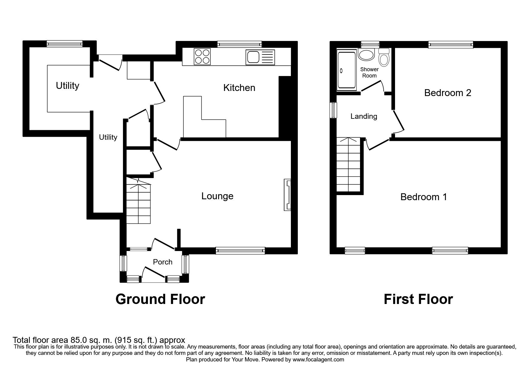 Floorplan of 2 bedroom Semi Detached House for sale, Cambridge Road, Sunderland, Tyne and Wear, SR3