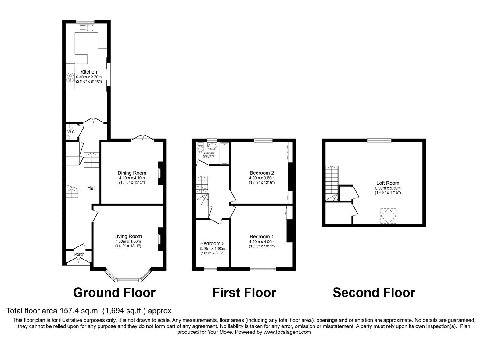 Floorplan of 3 bedroom Mid Terrace House for sale, Broxbourne Terrace, Sunderland, Tyne and Wear, SR4