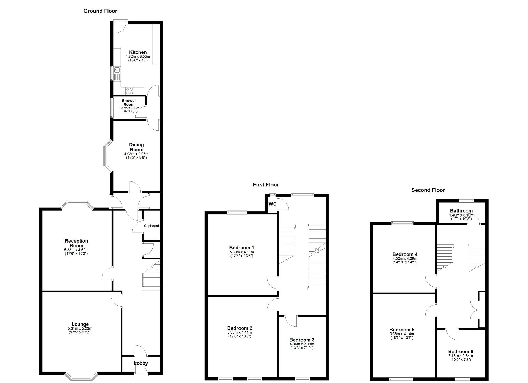 Floorplan of 6 bedroom Mid Terrace House for sale, The Oaks, Sunderland, Tyne and Wear, SR2