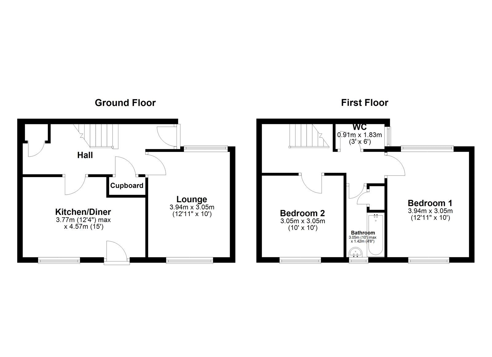 Floorplan of 2 bedroom Semi Detached House to rent, Cranberry Road, Sunderland, Tyne and Wear, SR5