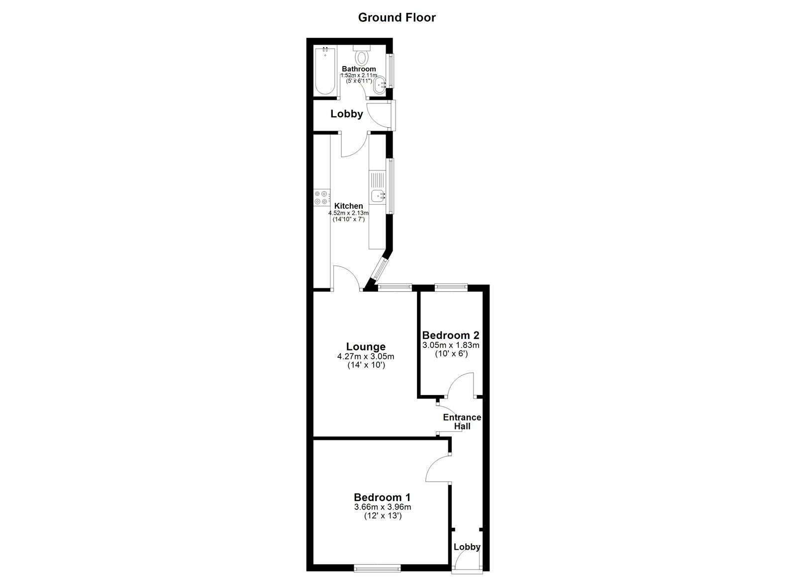 Floorplan of 2 bedroom Mid Terrace House to rent, Neville Road, Sunderland, Tyne and Wear, SR4