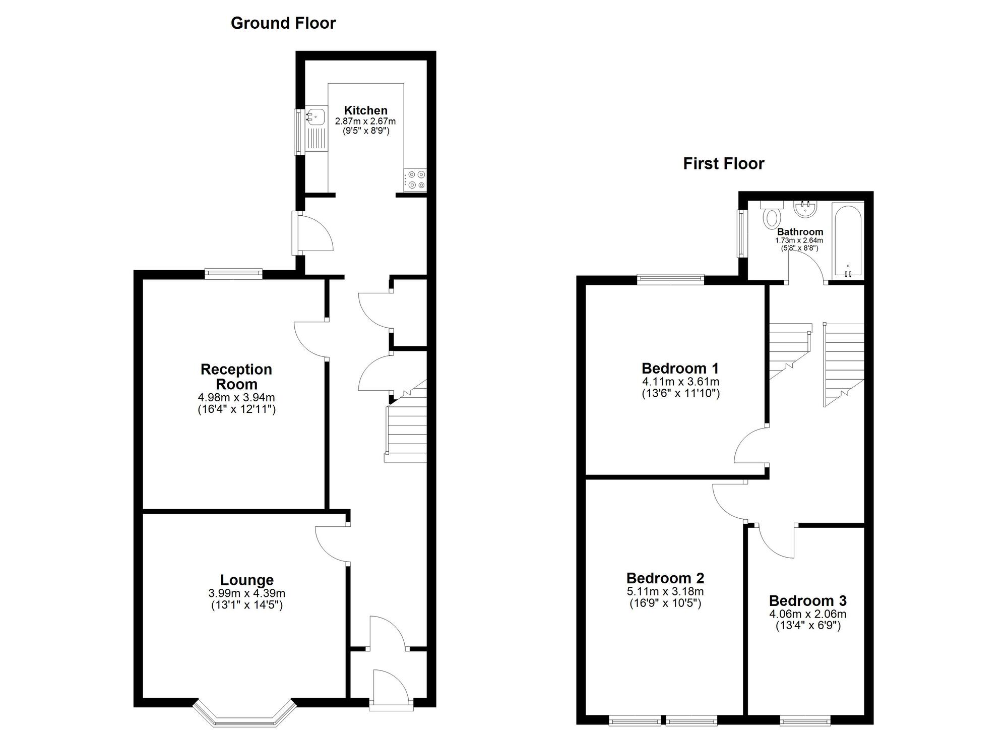 Floorplan of 3 bedroom Mid Terrace House for sale, Cleveland Road, Sunderland, Tyne and Wear, SR4