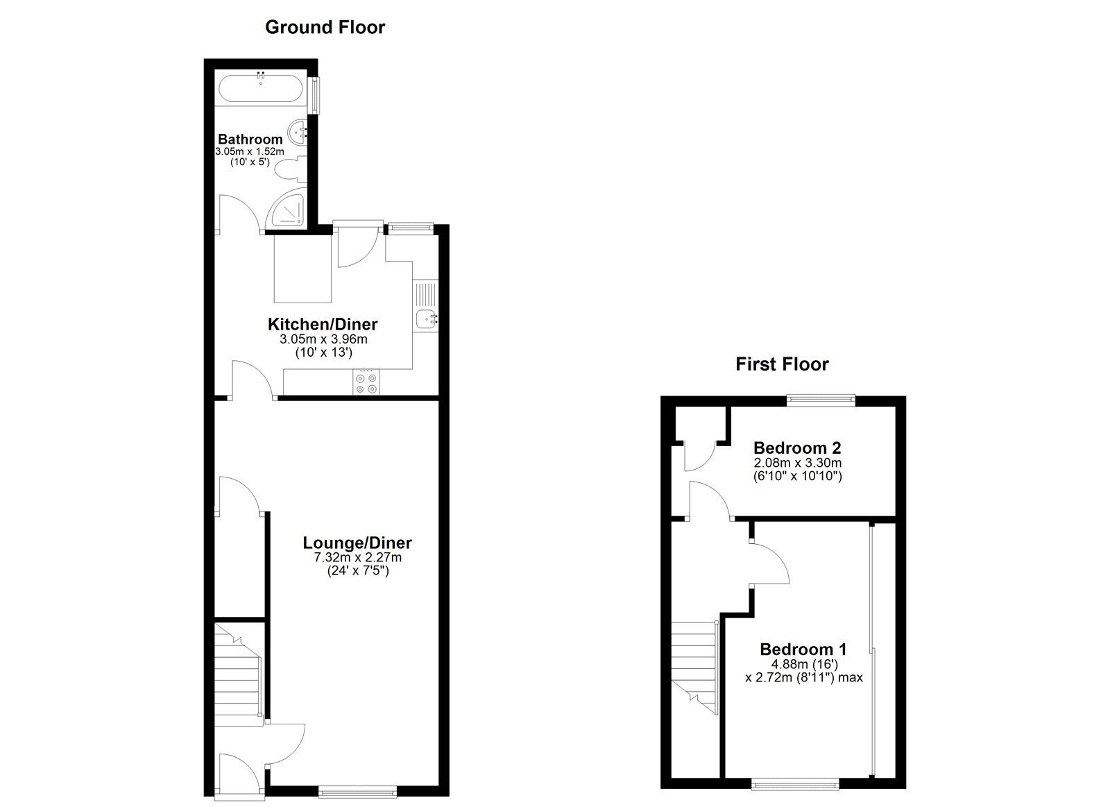 Floorplan of 2 bedroom Mid Terrace House for sale, Prospect Terrace, East Boldon, Tyne and Wear, NE36