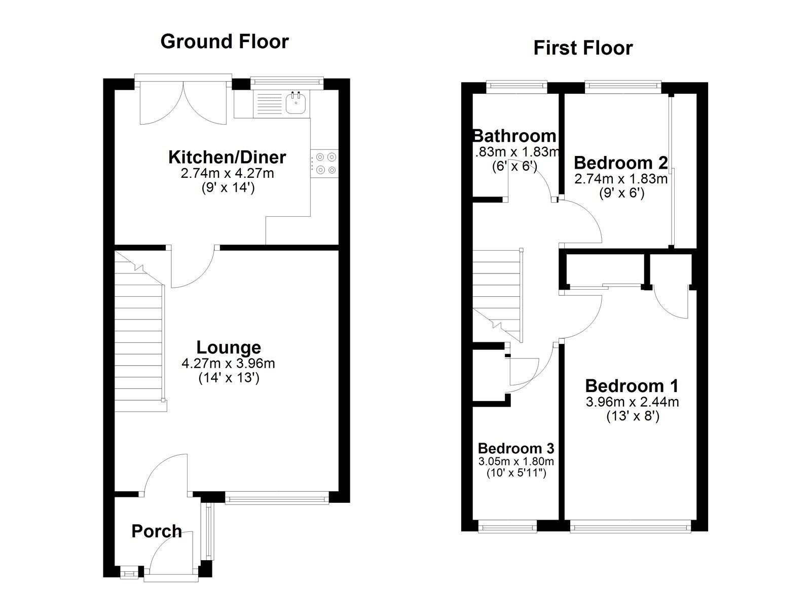 Floorplan of 3 bedroom Mid Terrace House for sale, Dipton Gardens, Sunderland, Tyne and Wear, SR3