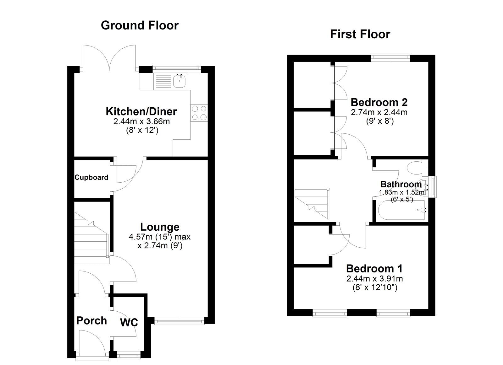 Floorplan of 2 bedroom Mid Terrace House for sale, Baneberry Drive, Sunderland, Tyne and Wear, SR3