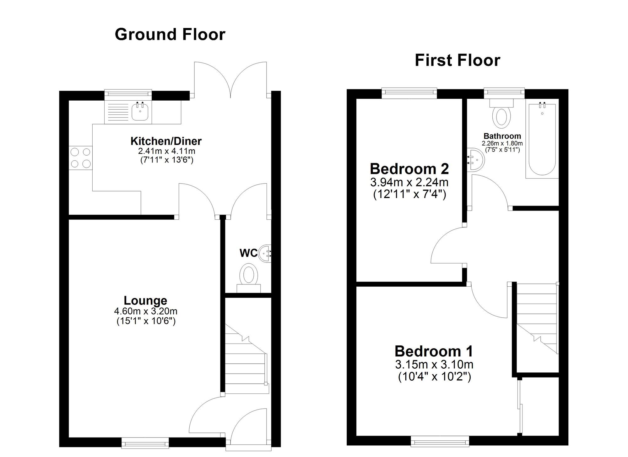 Floorplan of 2 bedroom Semi Detached House for sale, Foxton Close, Sunderland, Tyne and Wear, SR4