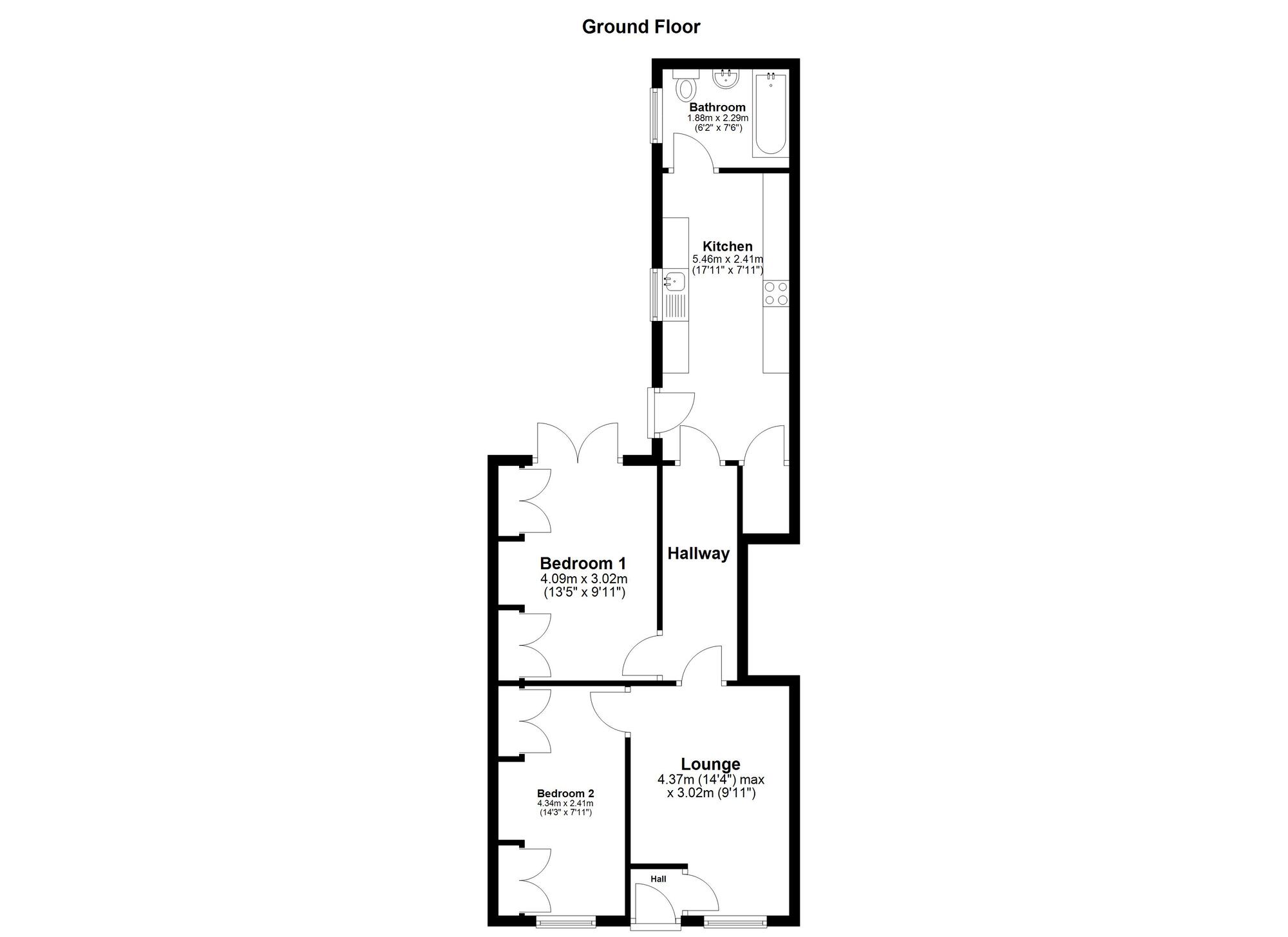 Floorplan of 2 bedroom  Flat for sale, Cleveland Road, Sunderland, Tyne and Wear, SR4