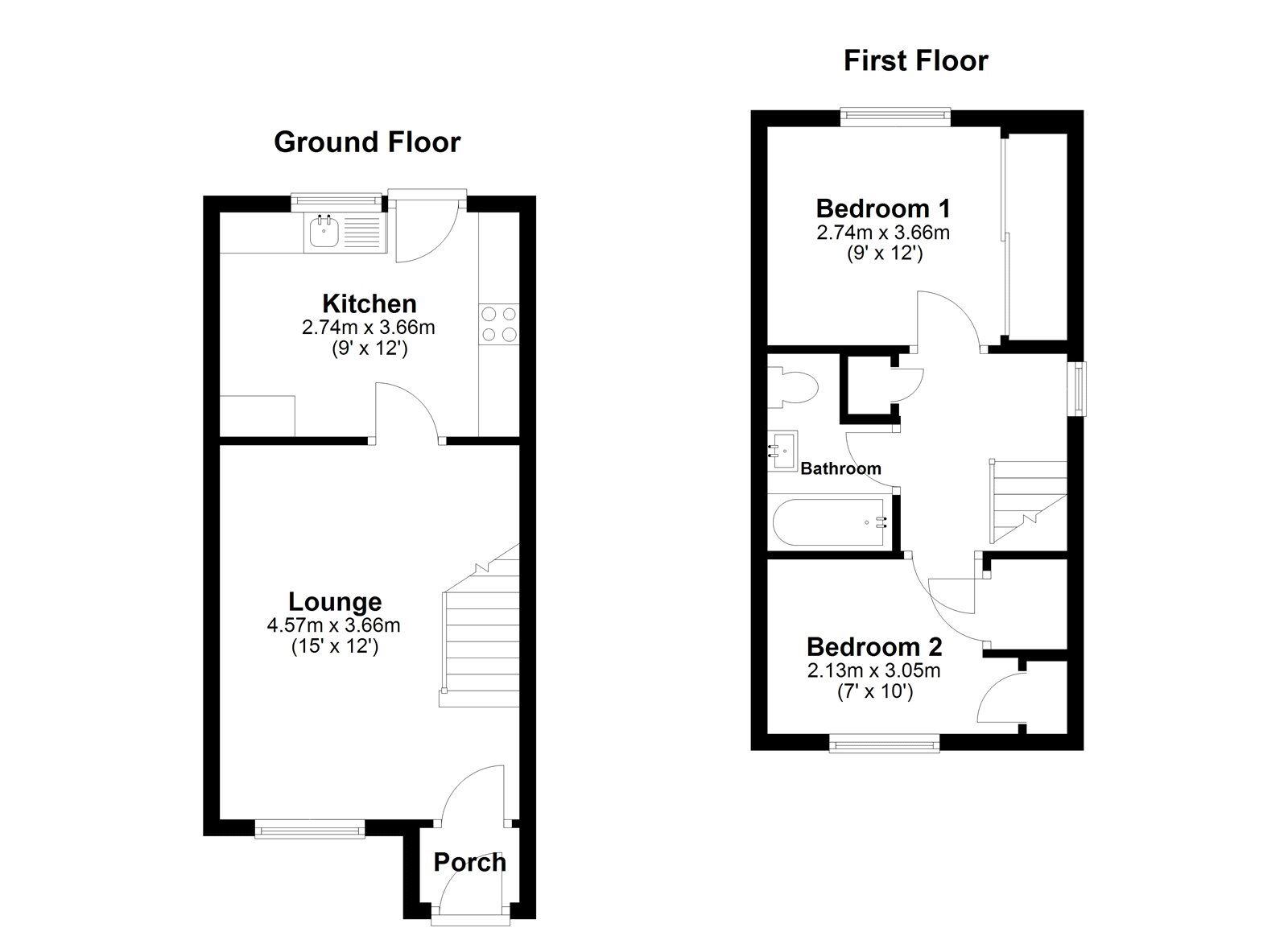 Floorplan of 2 bedroom Semi Detached House for sale, Yardley Close, Sunderland, Tyne and Wear, SR3