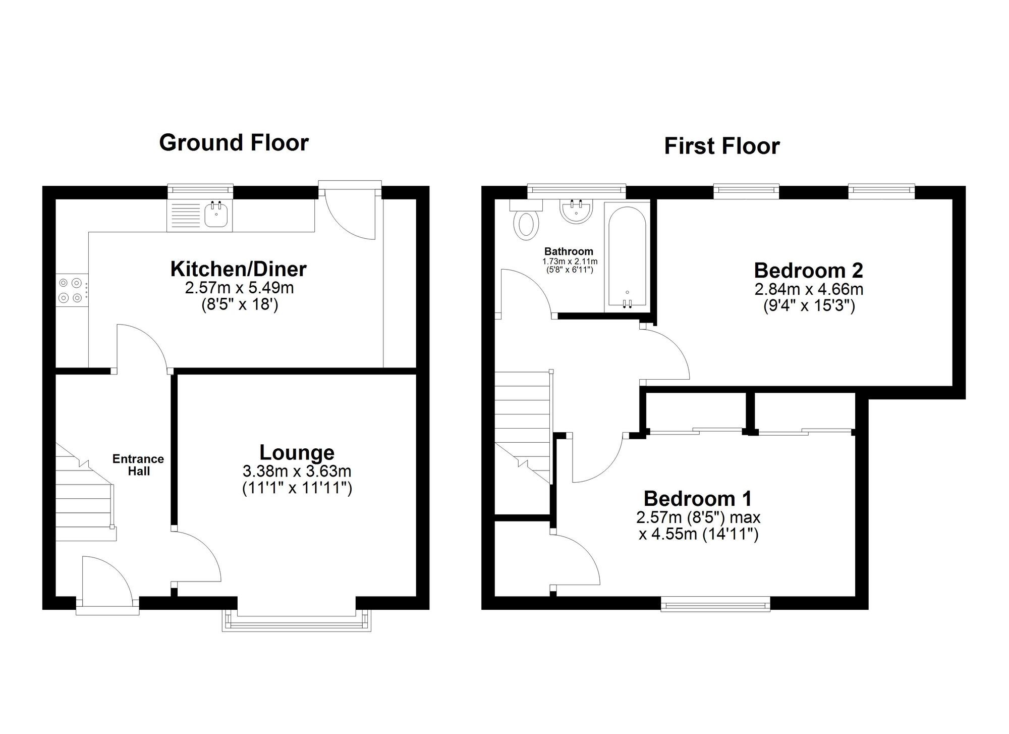 Floorplan of 2 bedroom Mid Terrace House for sale, Washington Road, Sunderland, Tyne and Wear, SR5