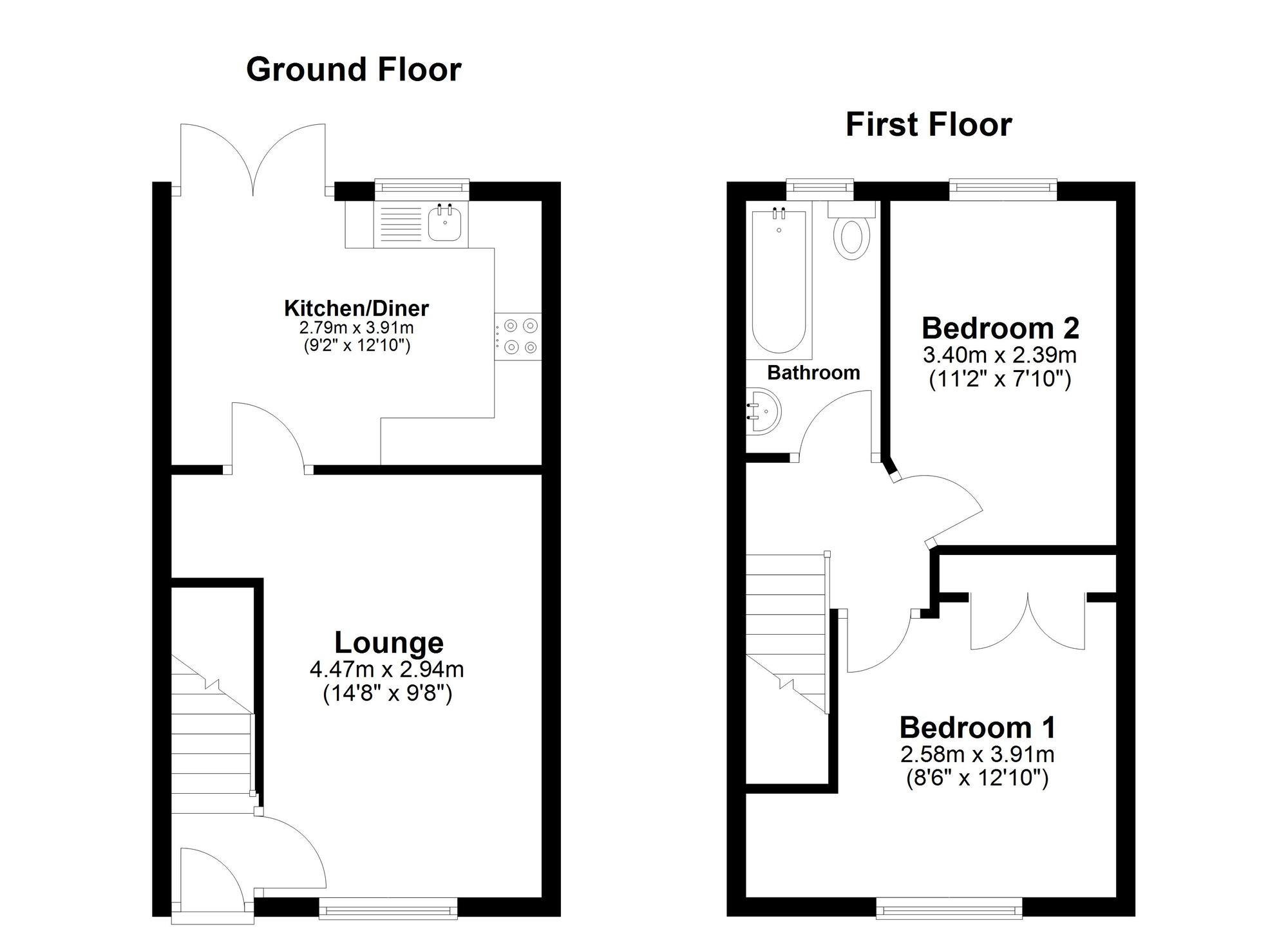 Floorplan of 2 bedroom Mid Terrace House for sale, Association Road, Sunderland, Tyne and Wear, SR6