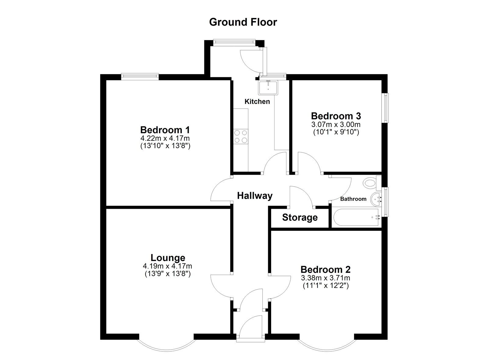 Floorplan of 3 bedroom Semi Detached Bungalow for sale, Glamis Avenue, Sunderland, Tyne and Wear, SR4