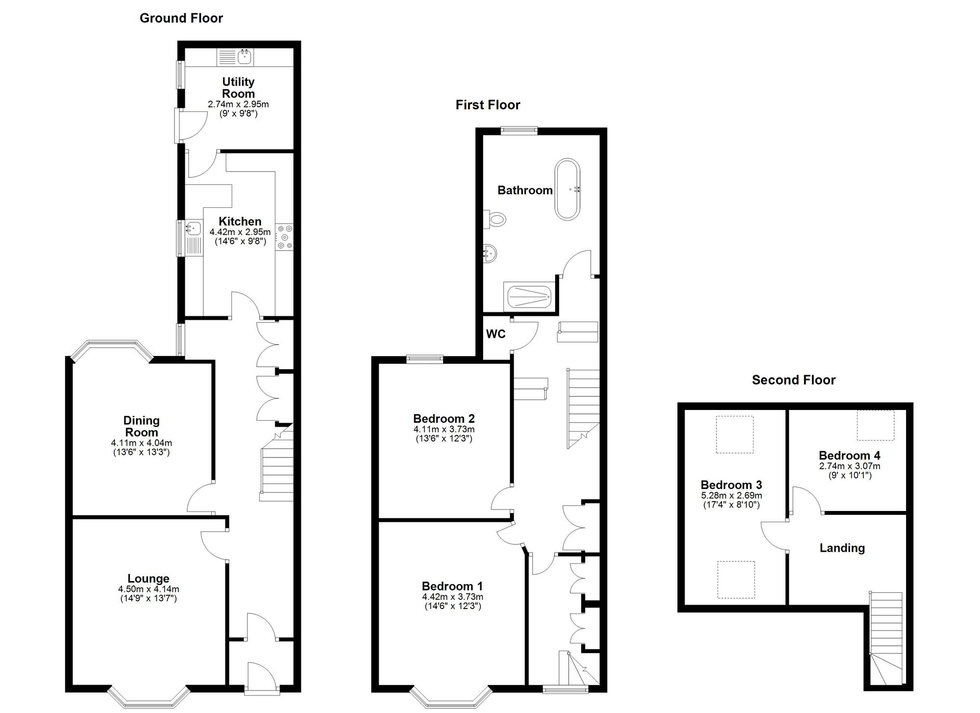 Floorplan of 4 bedroom Mid Terrace House for sale, Ashwood Terrace, Sunderland, Tyne and Wear, SR2