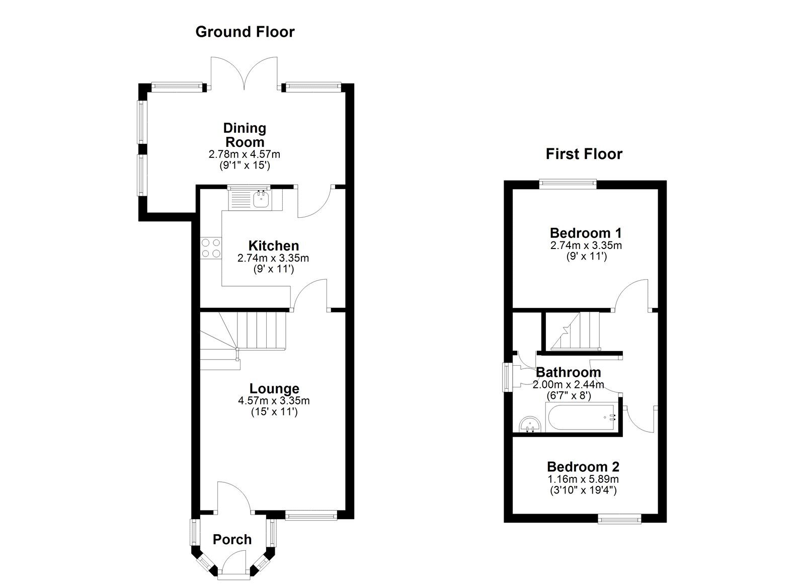 Floorplan of 2 bedroom Semi Detached House for sale, Piccadilly, Sunderland, Tyne and Wear, SR3