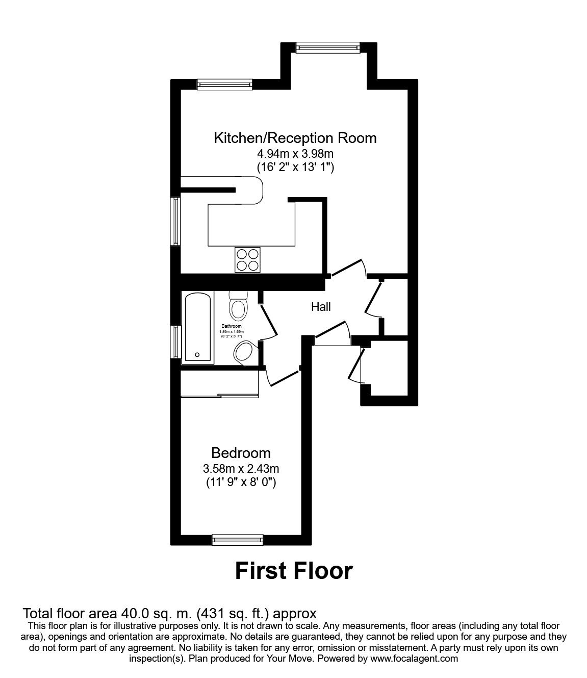 Floorplan of 1 bedroom  Flat for sale, Stirling Court, 36 Lovelace Gardens, Surrey, KT6