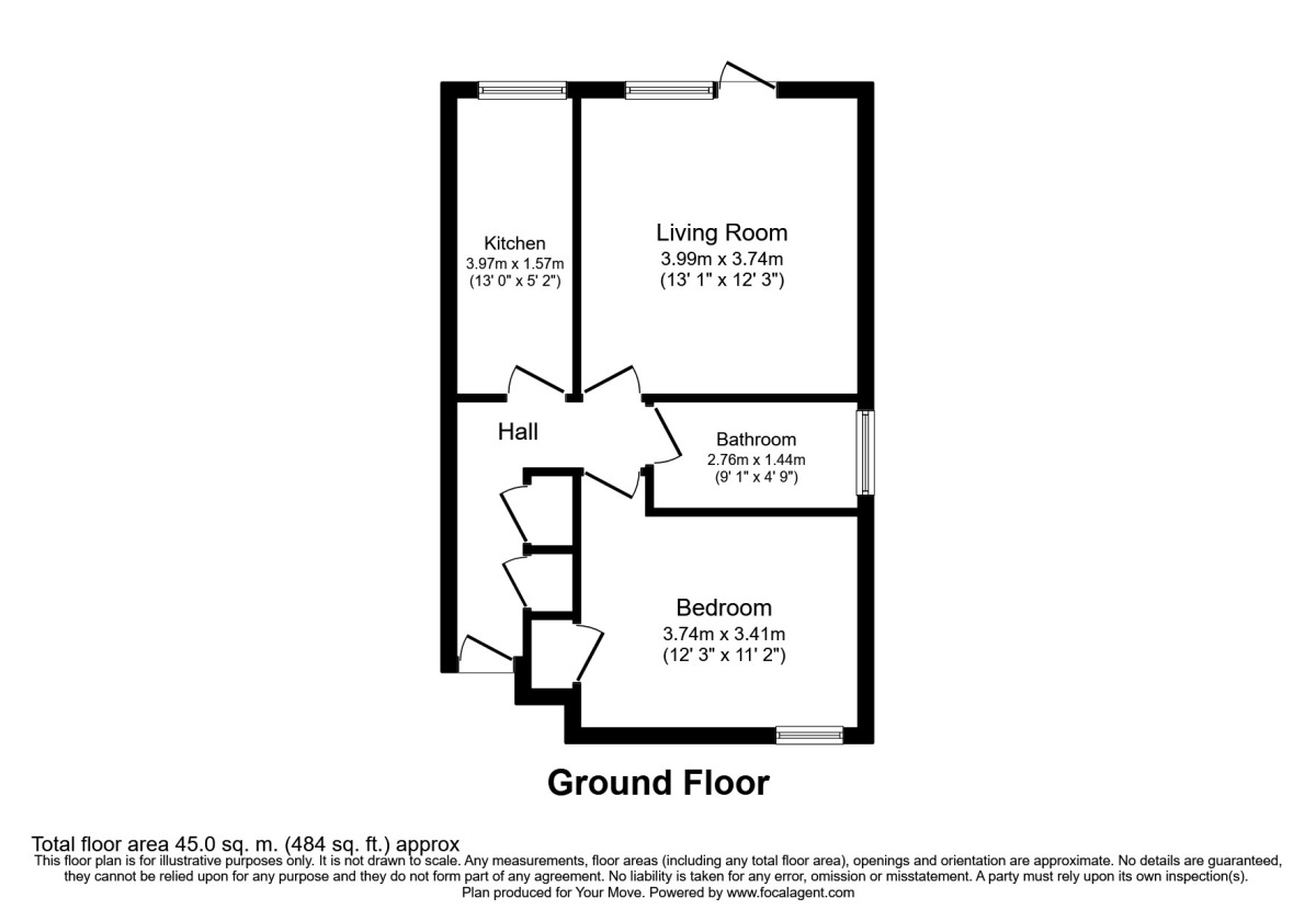 Floorplan of 1 bedroom  Flat to rent, Lovelace Gardens, Surbiton, Surrey, KT6