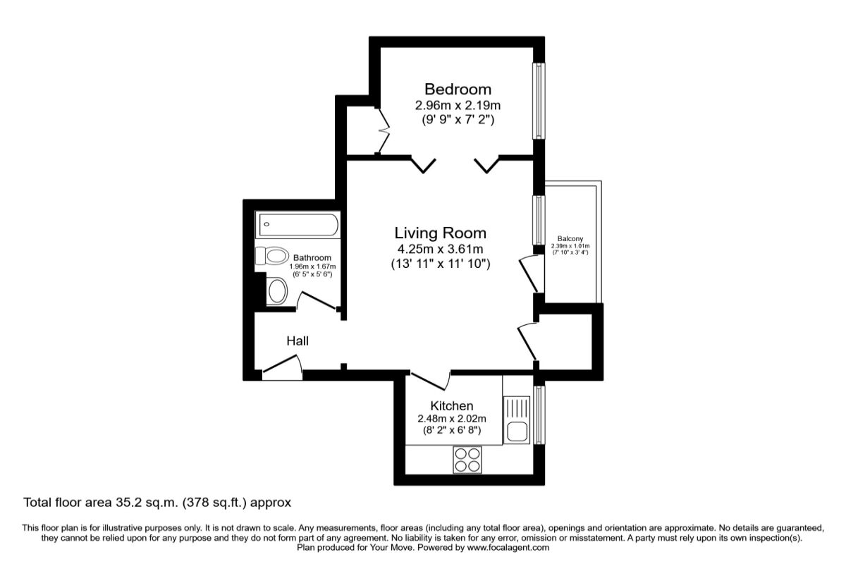 Floorplan of 1 bedroom  Flat to rent, Rivermead Uxbridge Road, Kingston Upon Thames, Surrey, KT1