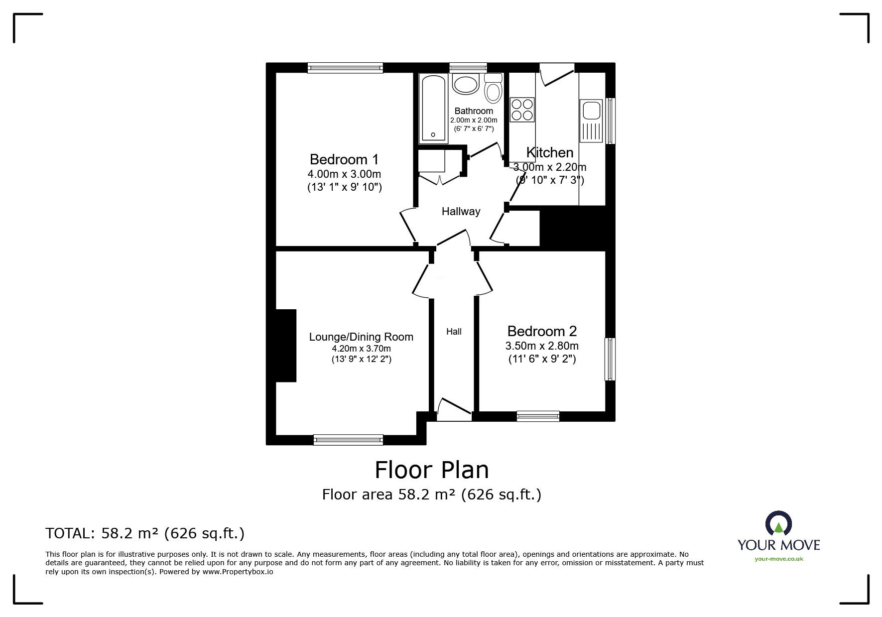 Floorplan of 2 bedroom  Flat for sale, Verona Drive, Surbiton, KT6