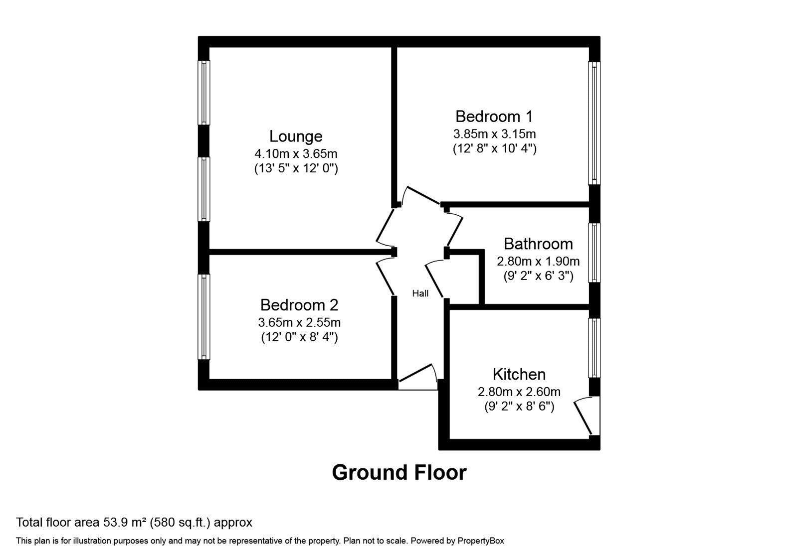 Floorplan of 2 bedroom  Flat to rent, Portsmouth Road, Thames Ditton, Surrey, KT7