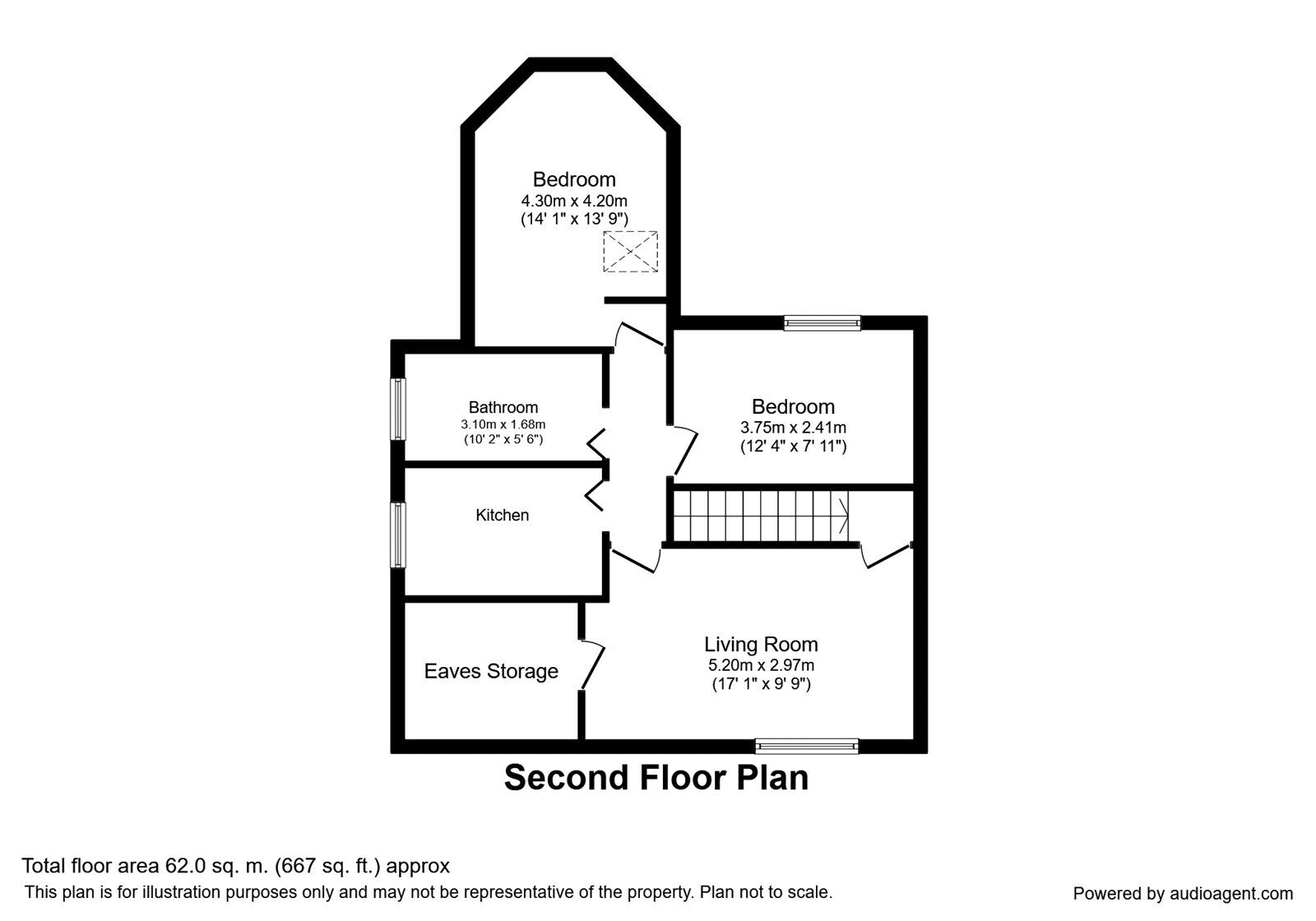 Floorplan of 2 bedroom  Flat to rent, Cranes Drive, Surbiton, KT5