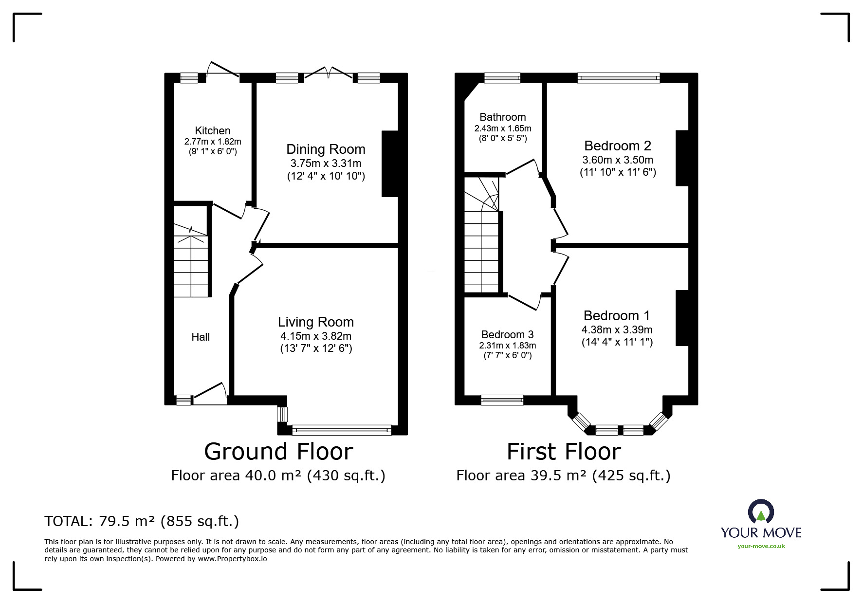 Floorplan of 3 bedroom Mid Terrace House for sale, Red Lion Road, Surbiton, KT6