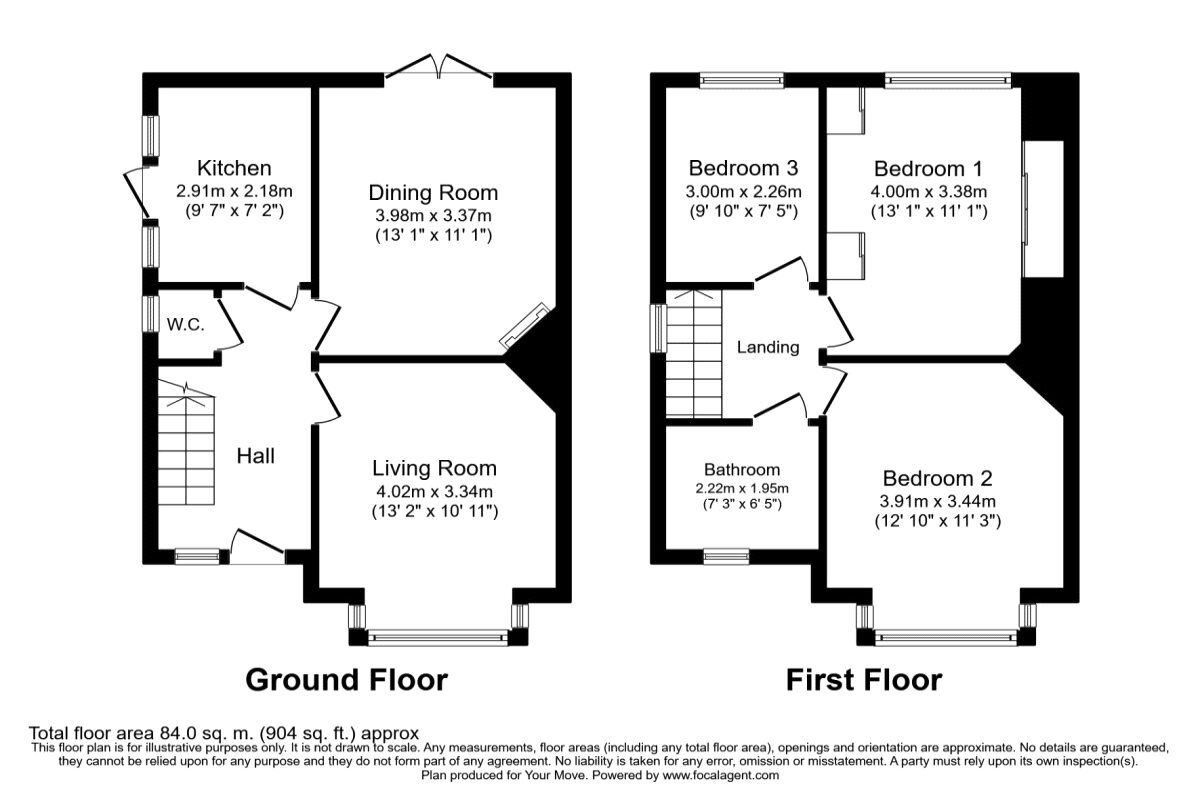 Floorplan of 3 bedroom Semi Detached House to rent, Cranborne Avenue, Surbiton, KT6