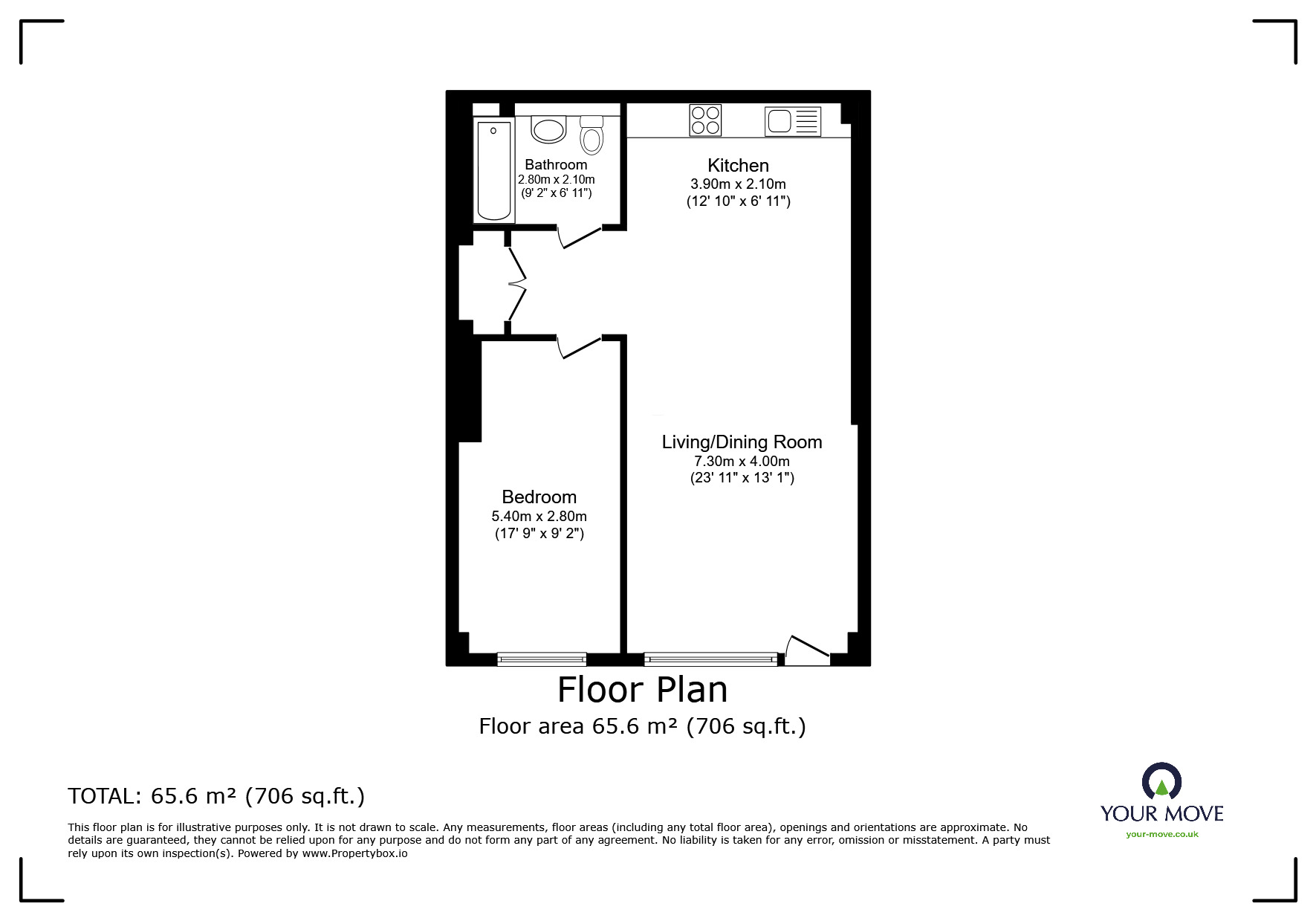 Floorplan of 1 bedroom  Flat for sale, Wheatfield Way, Kingston upon Thames, KT1